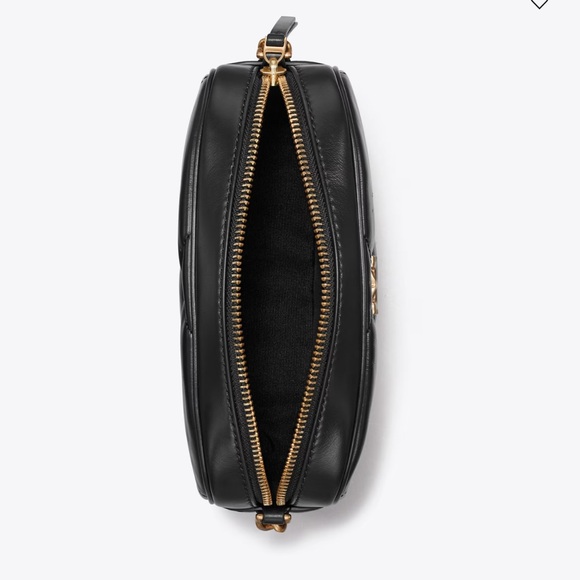 Tory Burch Black Leather Kira Diamond Quilt Camera Bag Crossbody - Picture 3 of 5